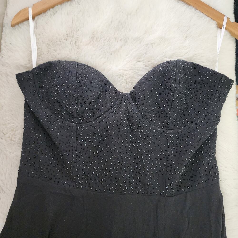 Lulus Remember This Moment Black Rhinestone Strapless Bustier Maxi Dress M - Picture 12 of 14